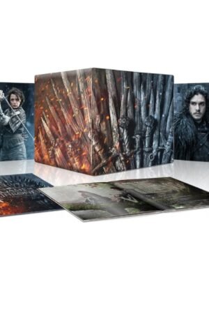 Game of Thrones 15th Steelbook Library Case with all eight season steelbooks fanned out - fivestaredition.com