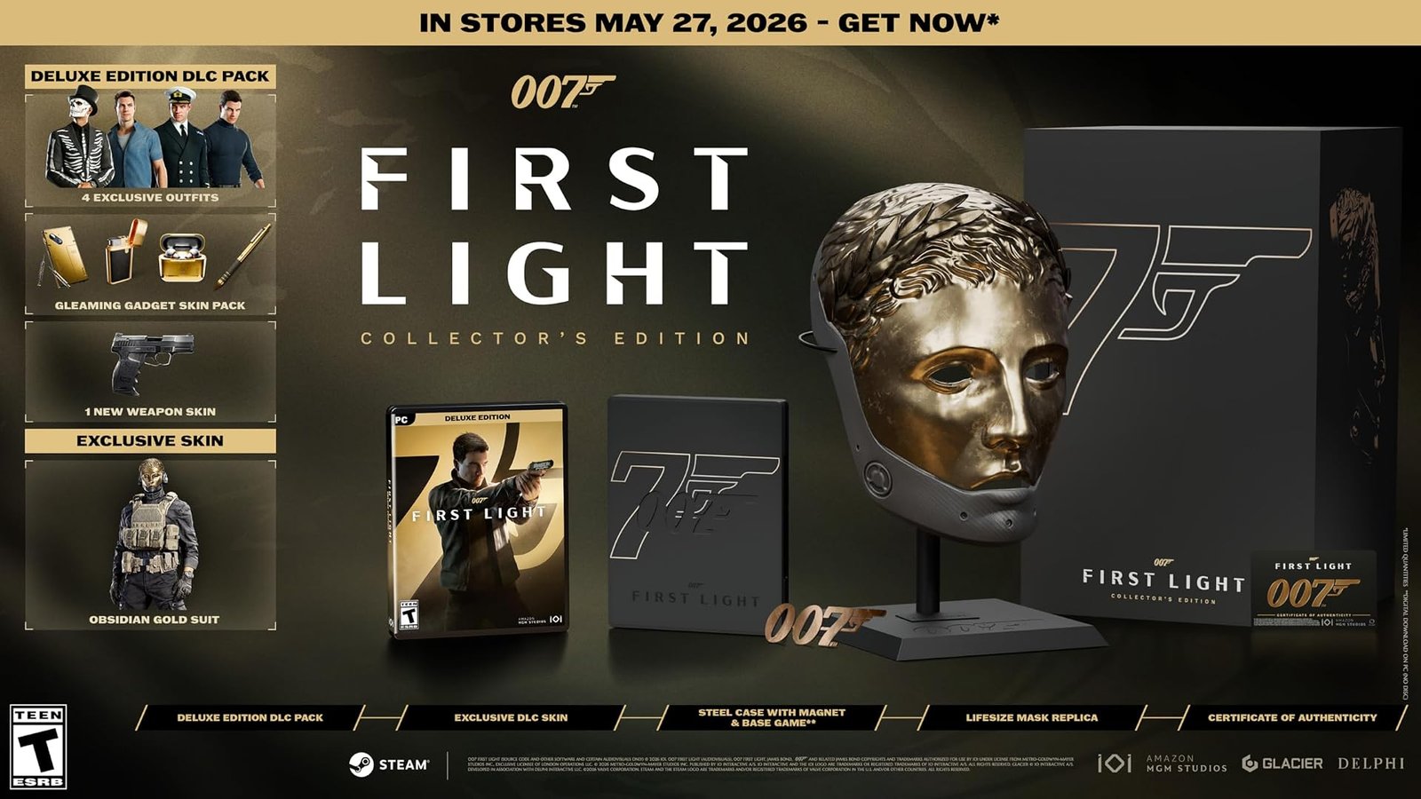 007 First Light Collector's Edition - official box art with the lifesize Goldmask replica, steelbook and Deluxe content - fivestarsedition.com