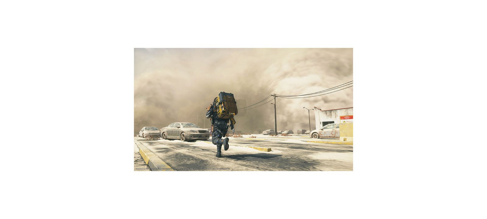 Death Stranding 2: On the Beach Collector's Edition - Sam running through a timefall sandstorm - fivestaredition.com