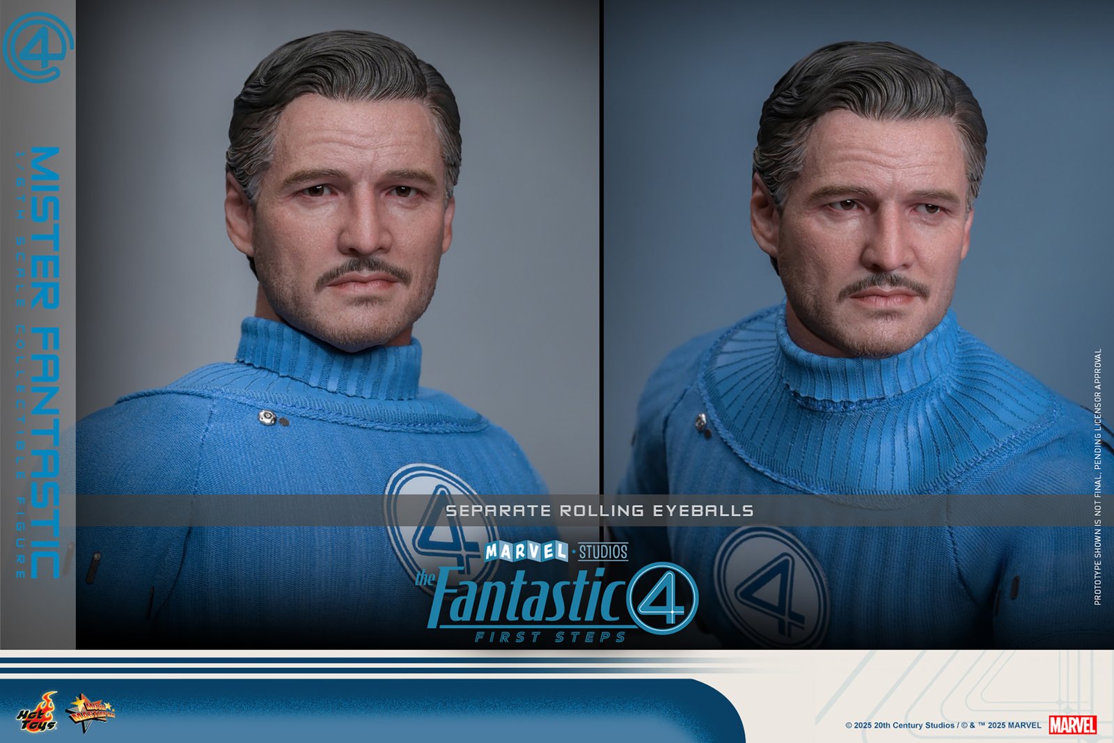 Mister Fantastic Hot Toys figure - close-up of the head sculpt with rolling eyeballs - fivestaredition.com