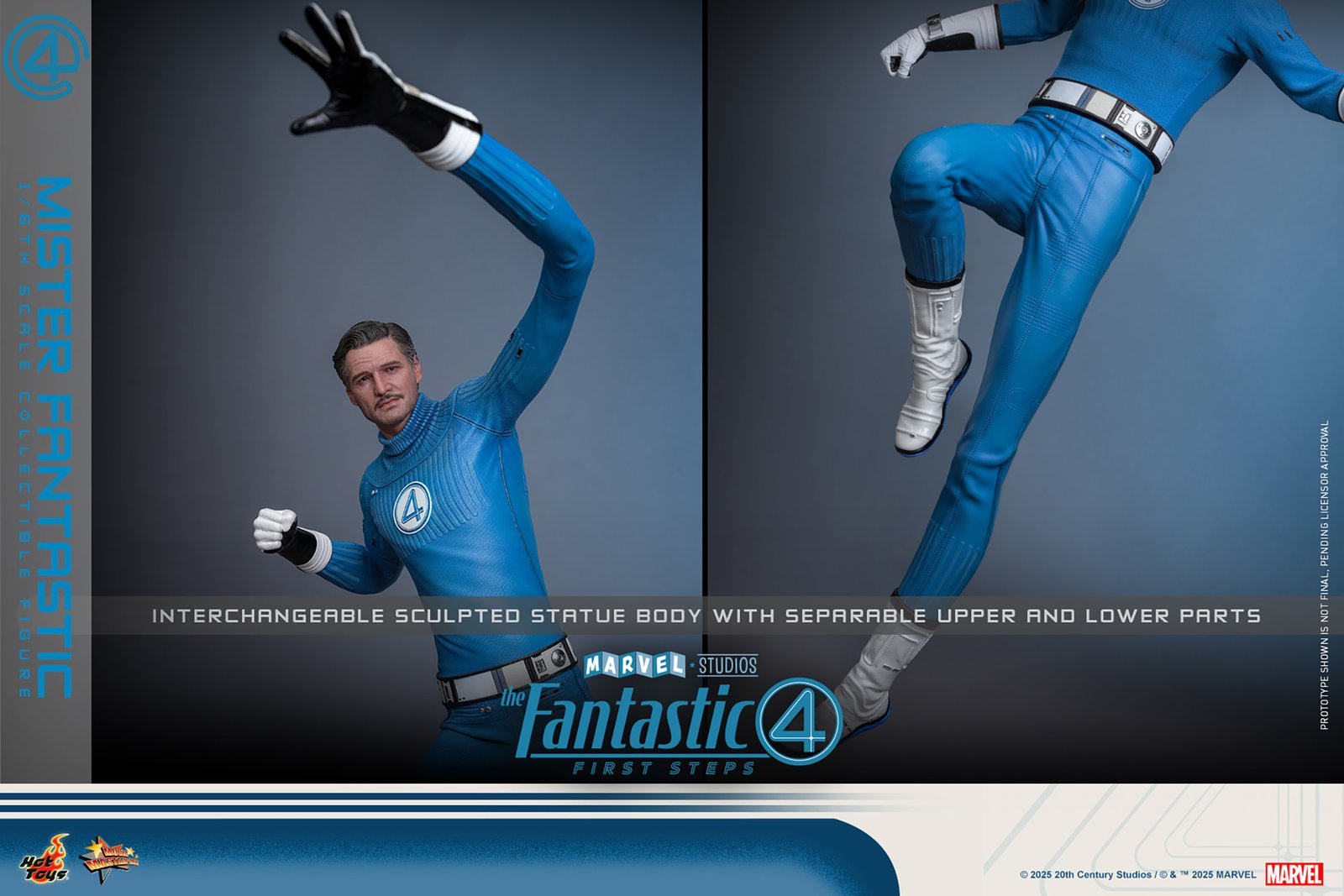 Mister Fantastic Hot Toys figure - sculpted stretch body pose in action - fivestaredition.com