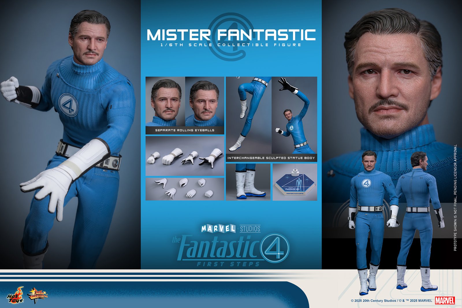Mister Fantastic Hot Toys figure - interchangeable hands, boots, and display stand accessories - fivestaredition.com