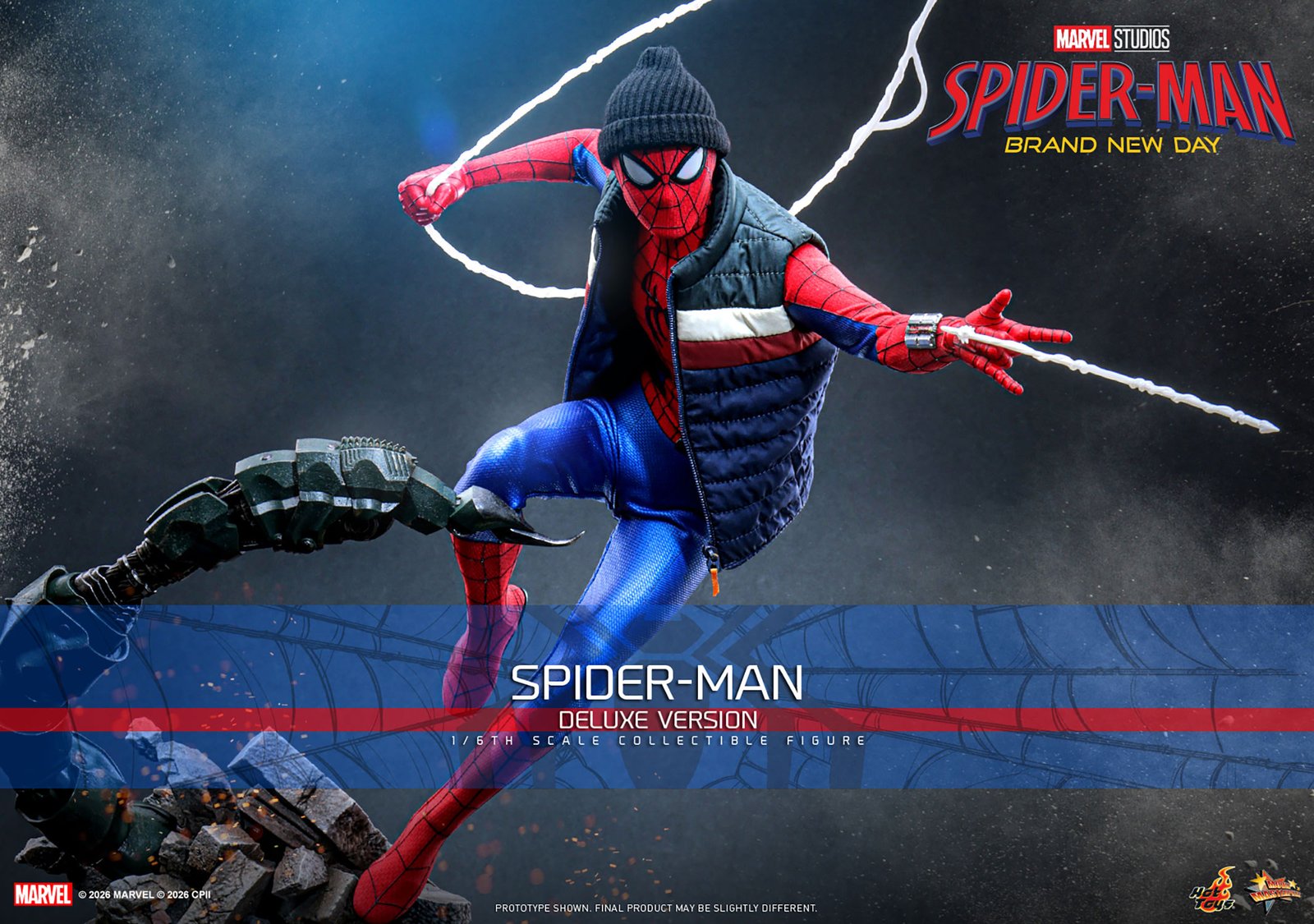 Spider-Man Brand New Day figure - Deluxe Version with beanie, puffer vest and Scorpion tail diorama base - fivestaredition.com
