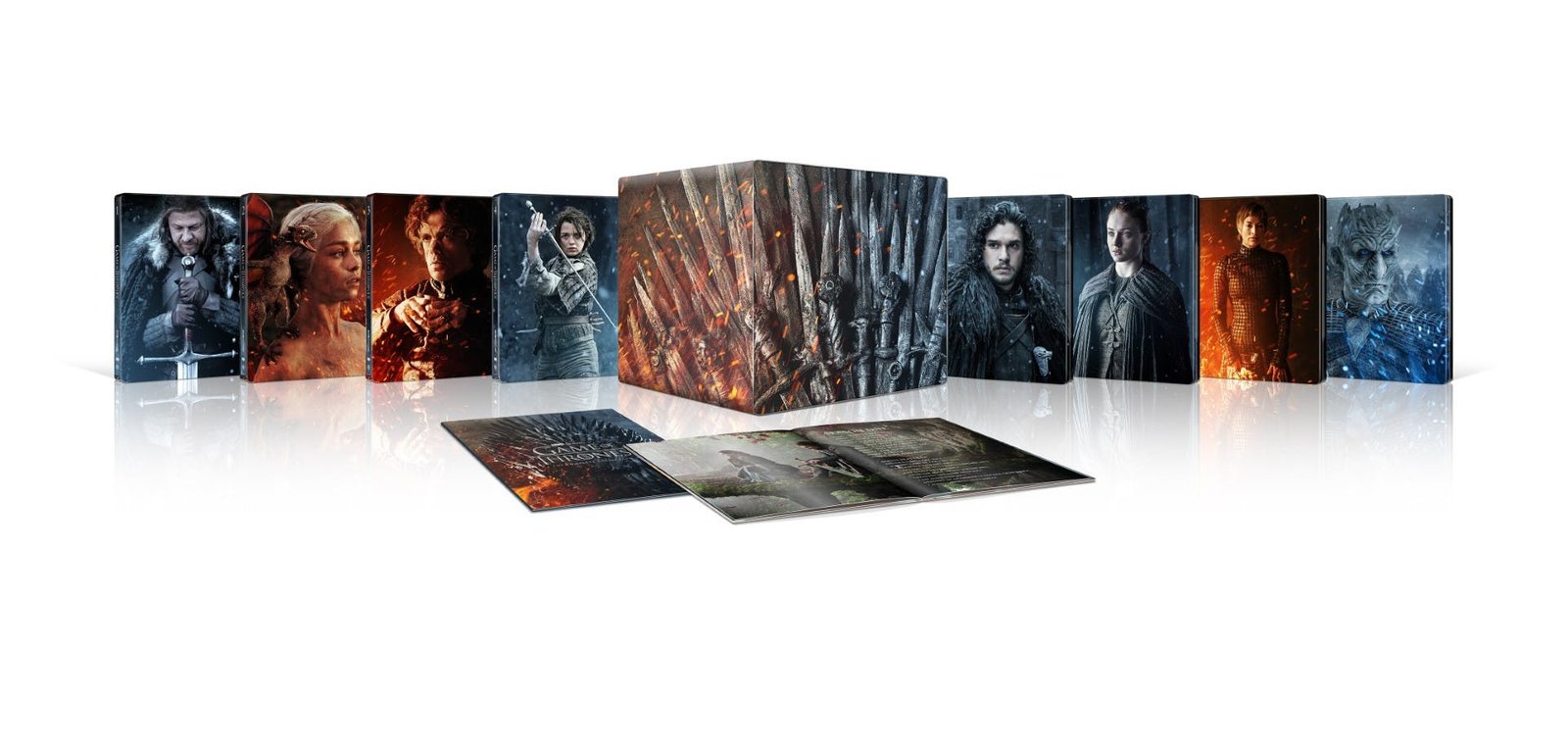 Game of Thrones 15th Anniversary Steelbook - fanned individual season steelbooks and library case - fivestaredition.com