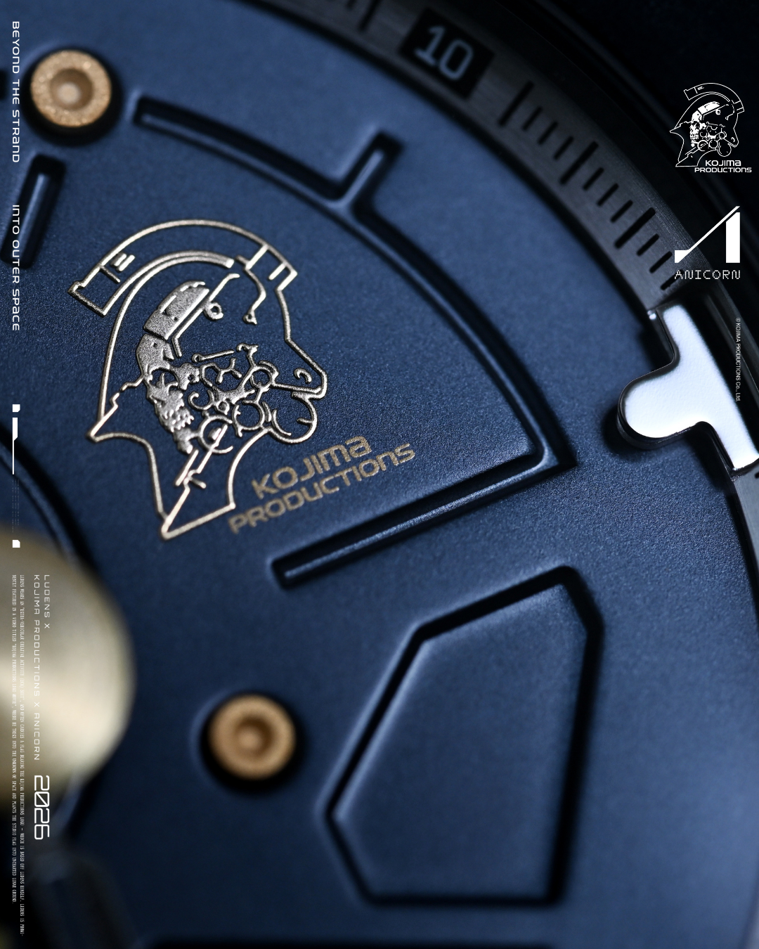 Ludens X watch by Kojima Productions and Anicorn - macro shot of the dial and case engraving - fivestaredition.com