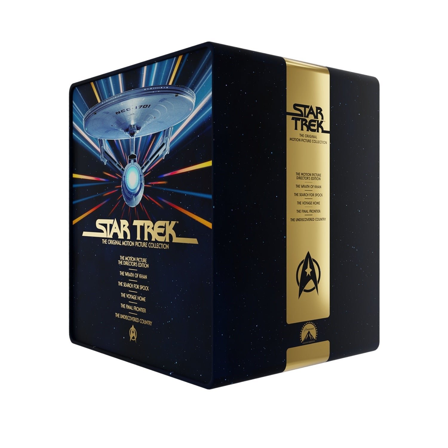 Star Trek: The Original Motion Picture Collection SteelBook Library Case - the black and gold slipcase front - fivestaredition.com