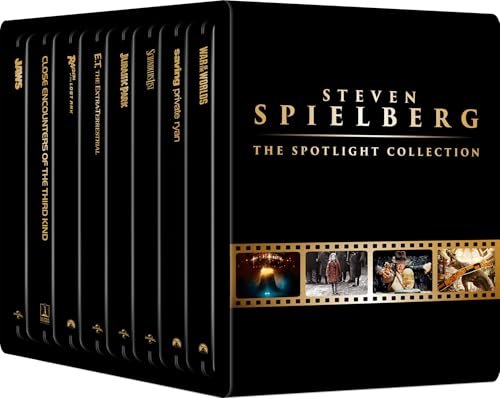Steven Spielberg The Spotlight Collection - steelbook spines lined up in the library case - fivestaredition.com