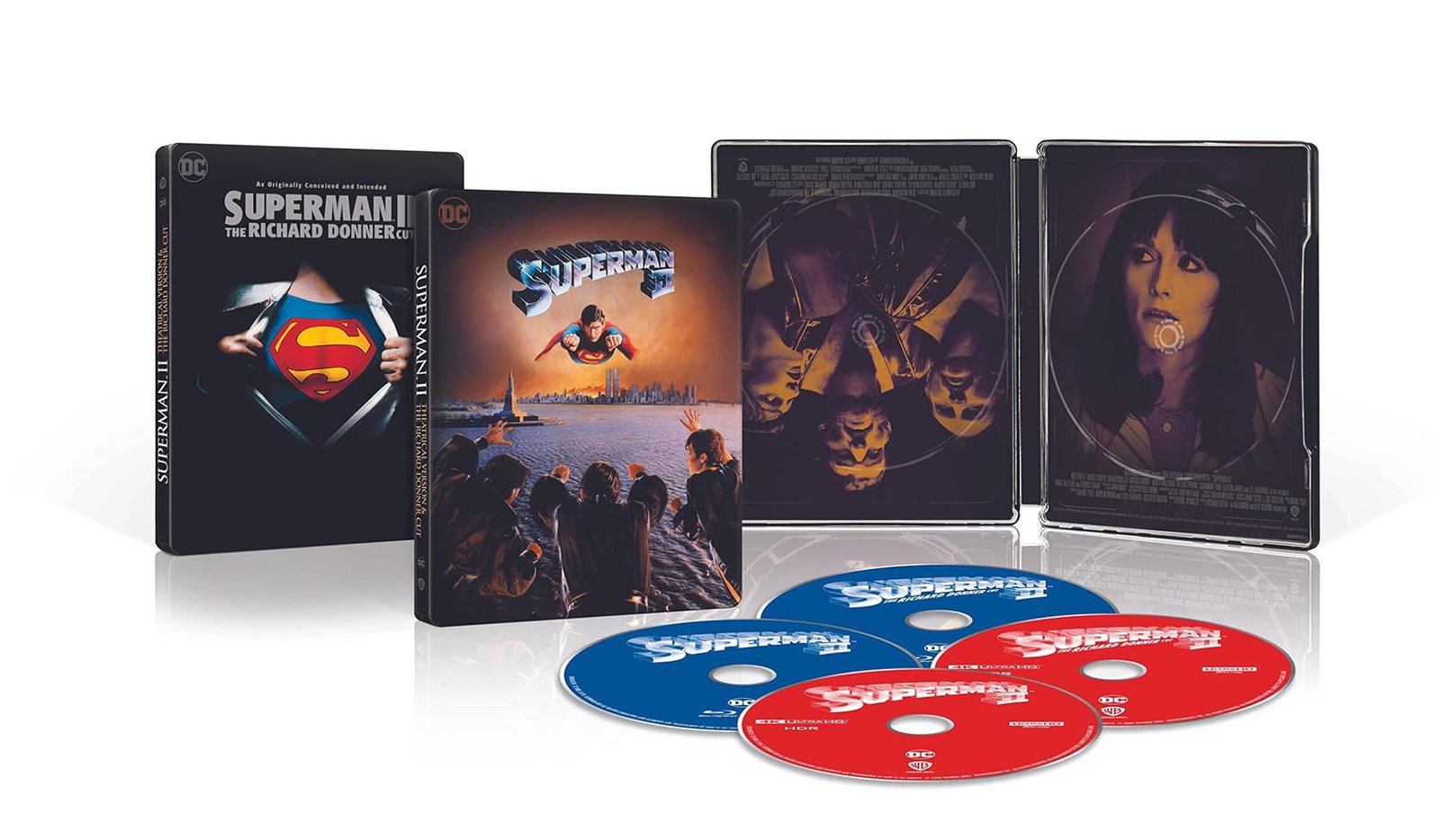 Superman 5-Film Steelbook Collection - Superman II double-sided steelbook case open - fivestaredition.com