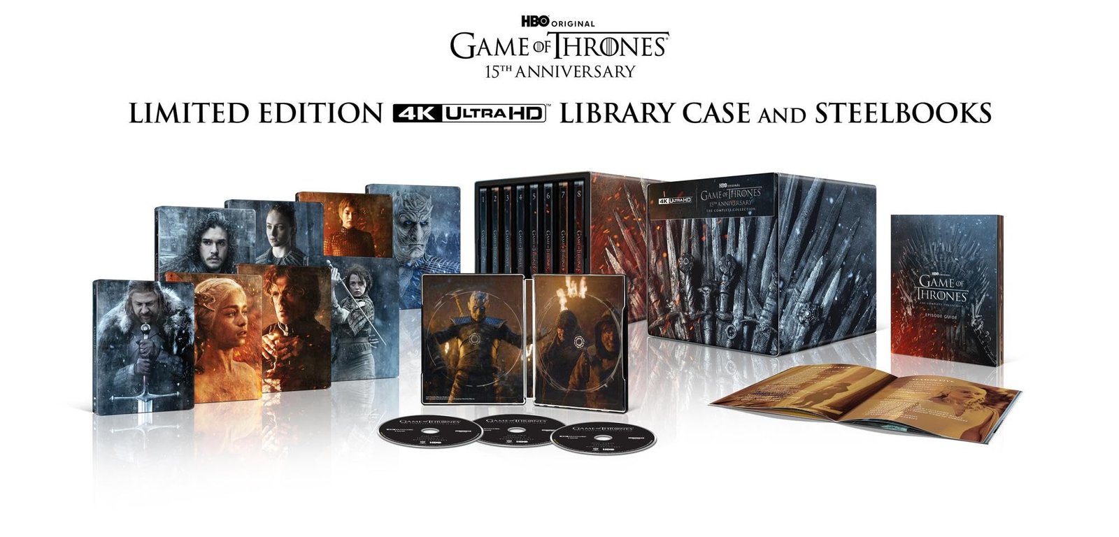 Game of Thrones 15th Anniversary Steelbook - complete library case and steelbook set overview - fivestaredition.com