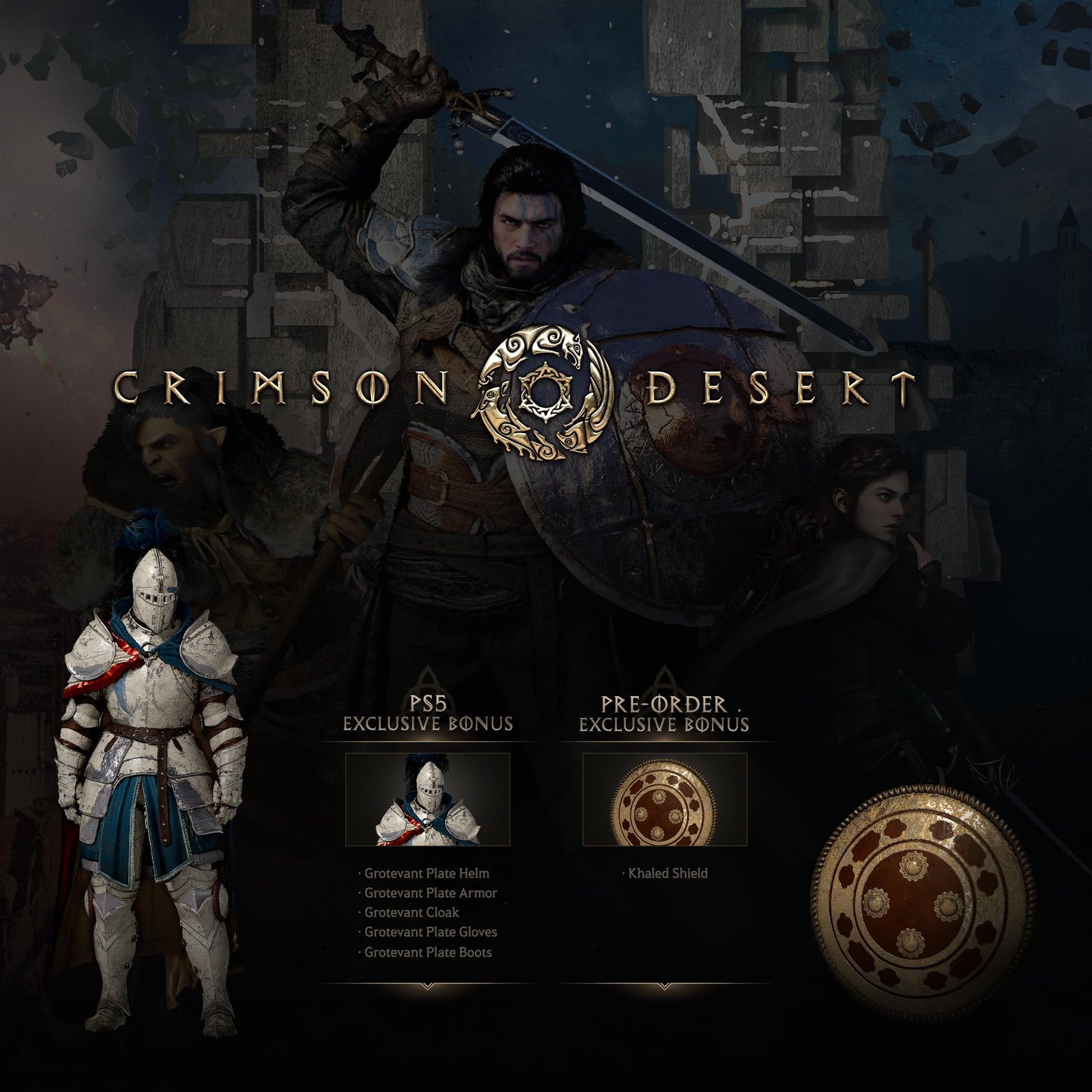 Crimson Desert Collector's Edition - Kliff artwork with PS5 exclusive and pre-order bonus armor sets - fivestaredition.com