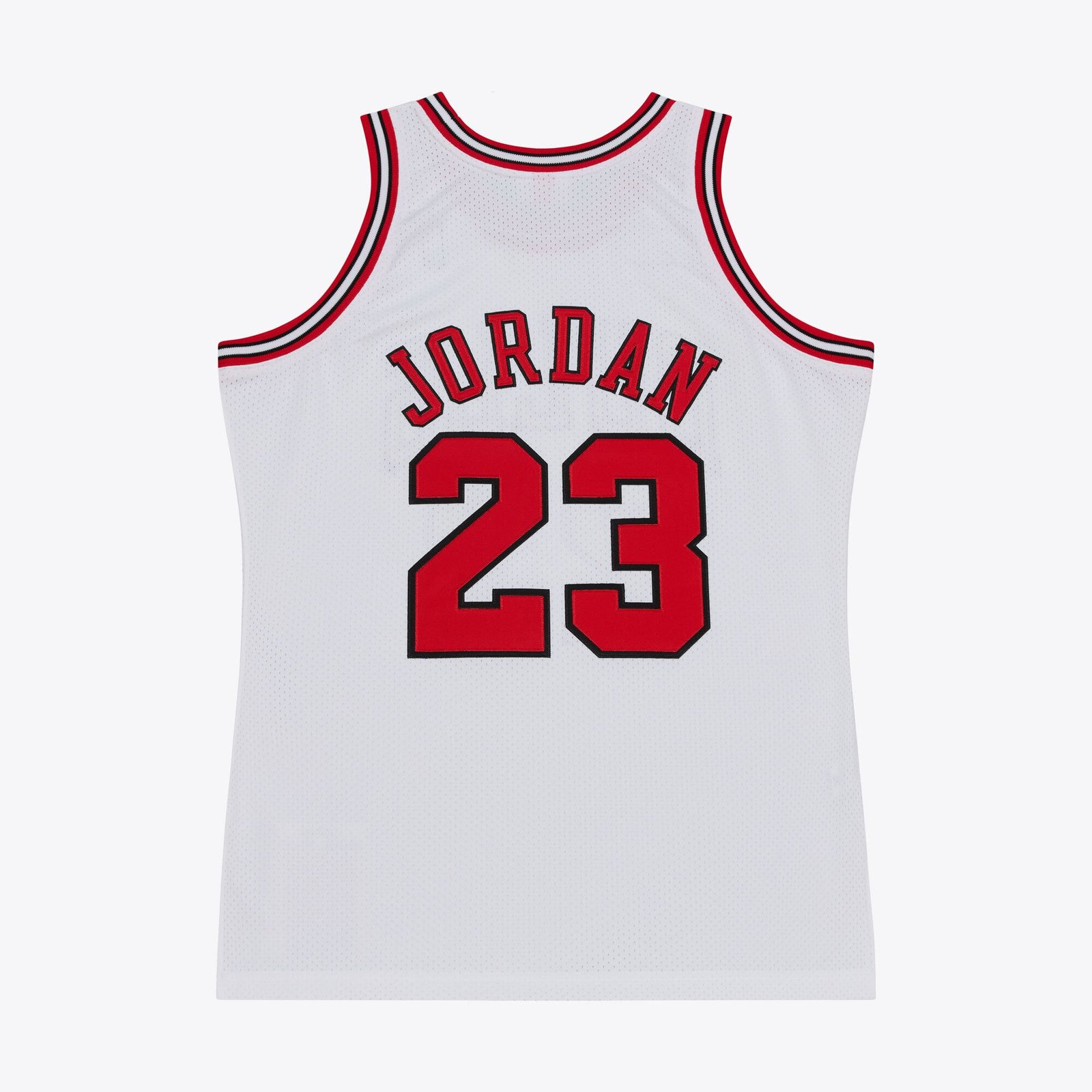 Michael Jordan 1998 NBA Finals Authentic Jersey - back view showing the Jordan nameplate and number 23 in tackle twill - fivestaredition.com