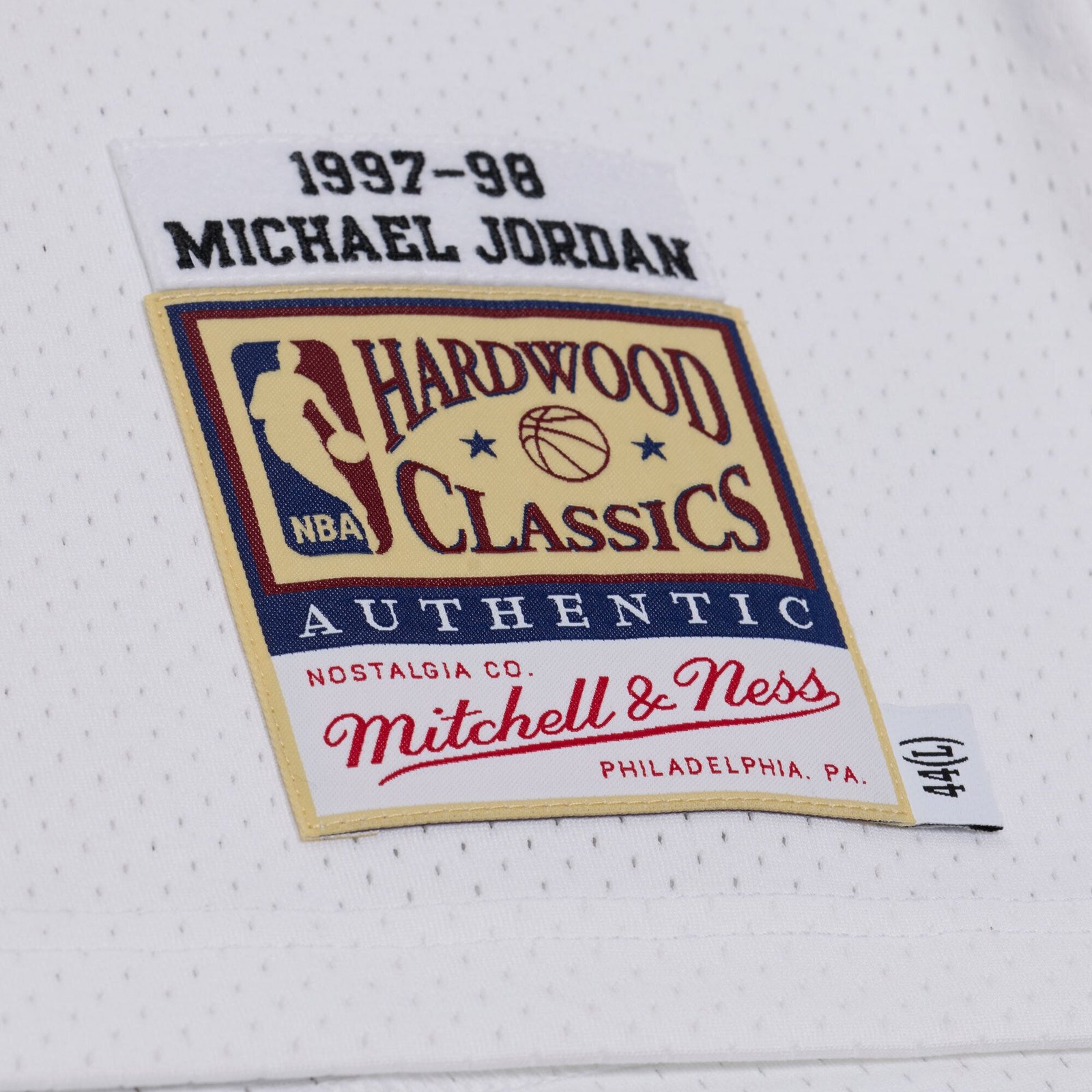 Michael Jordan 1998 NBA Finals Authentic Jersey - close-up of the 1997-98 Hardwood Classics authenticity tag - fivestaredition.com
