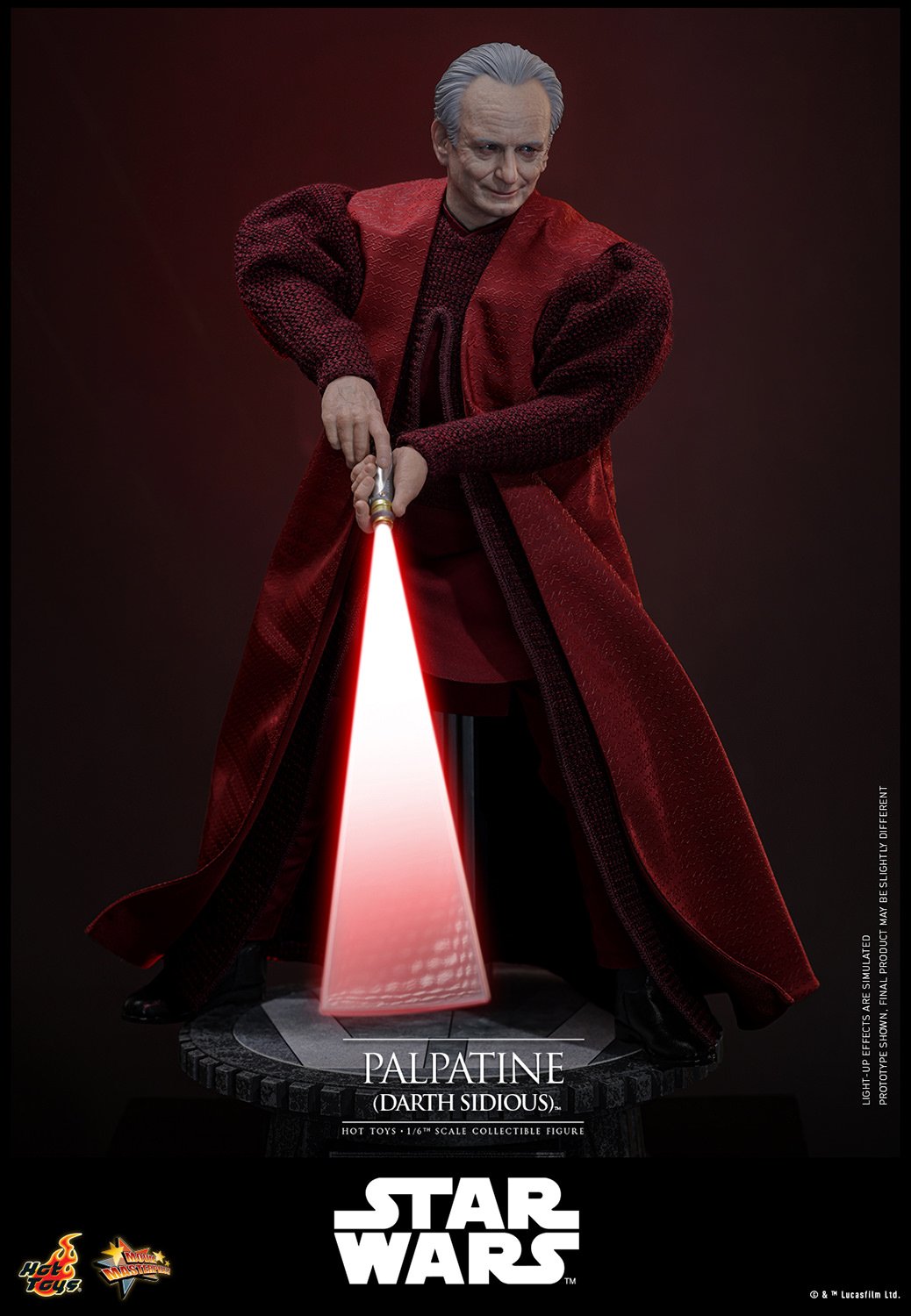 Hot Toys Palpatine Darth Sidious - detalle de la cabeza deformada de Darth Sidious - fivestaredition.com