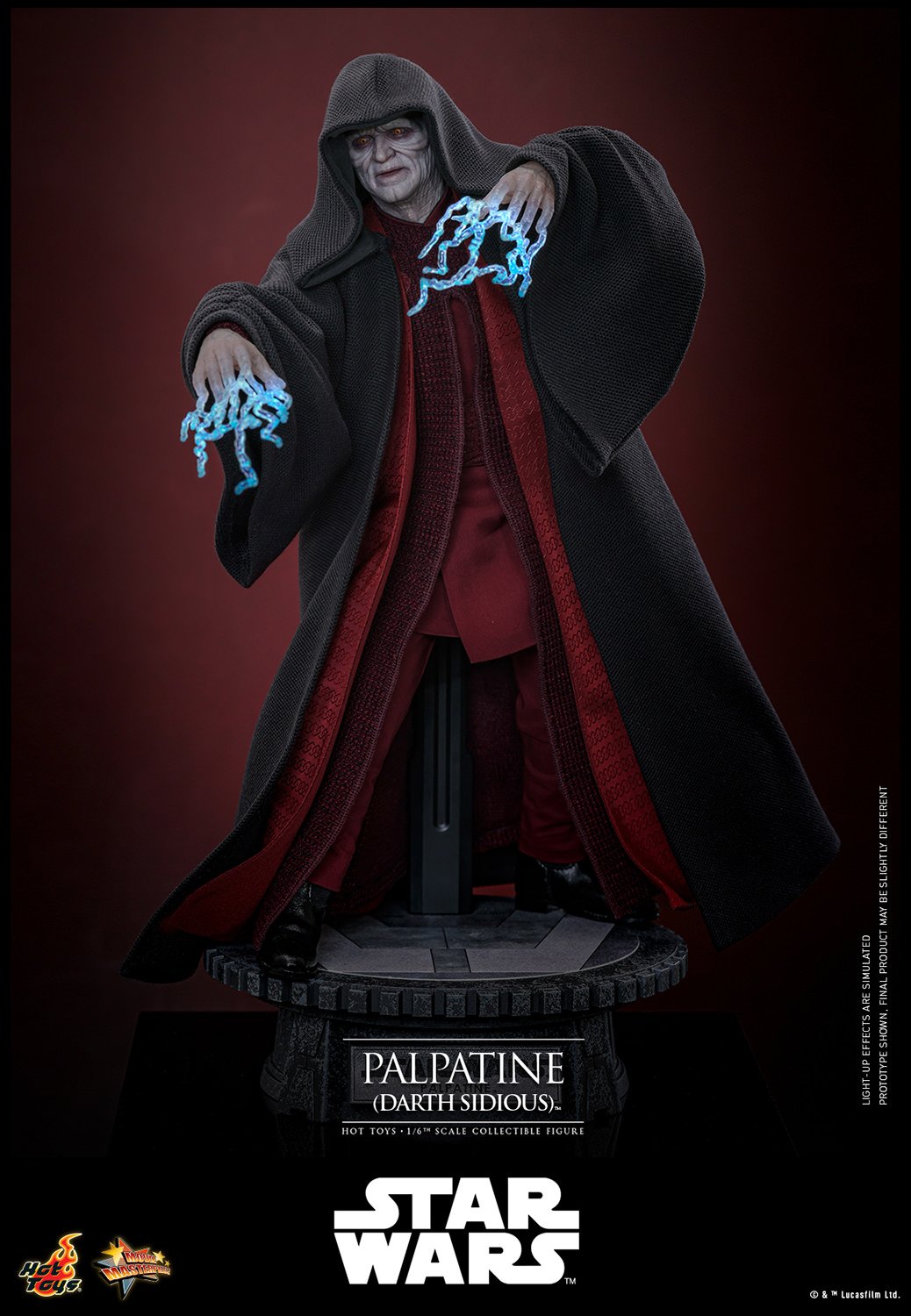 Hot Toys Palpatine Darth Sidious - sable de luz LED y accesorios incluidos - fivestaredition.com