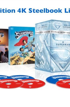Superman 5-Film Steelbook Collection - full spread with all five steelbooks and library case - fivestaredition.com