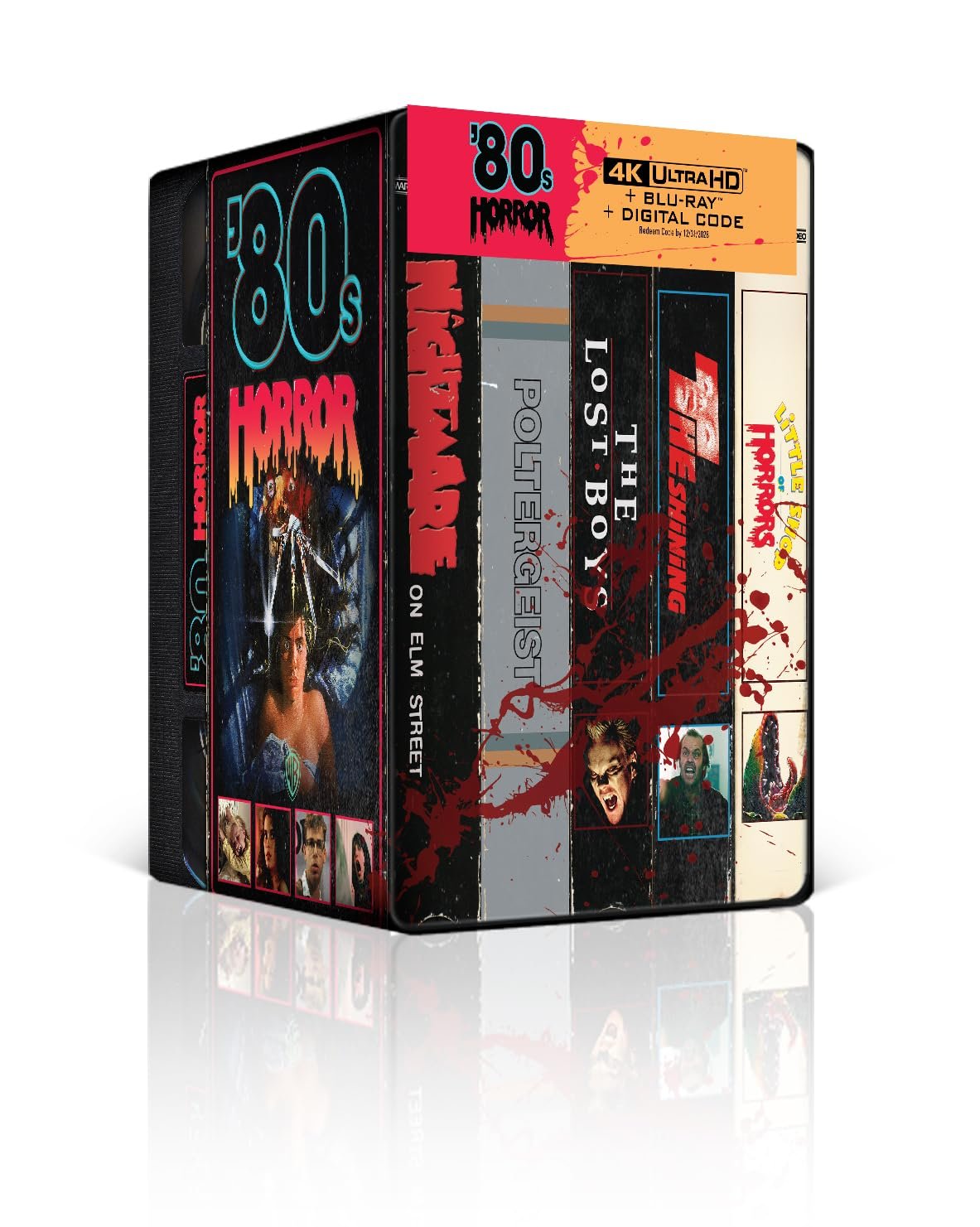 80's Horror 5-Film SteelBook Library Case - VHS-style stack of the five SteelBooks - fivestaredition.com